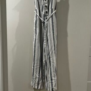 Striped Jumpsuit with Button Details